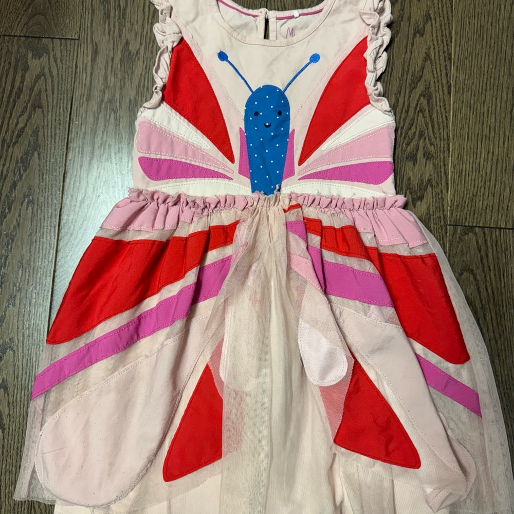 Mini Boden Pink, Red & Blue Butterfly Party Dress size 5/6